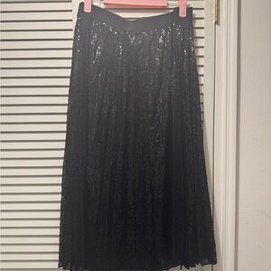 Elegant Black Sequin Midi Skirt